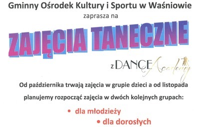 Zdjęcie do Zapraszamy na zajęcia taneczne