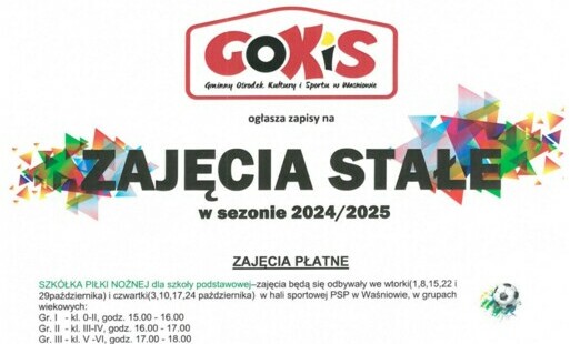 Zdjęcie do Zapraszamy na zajecia stałe w sezonie 2024/2025